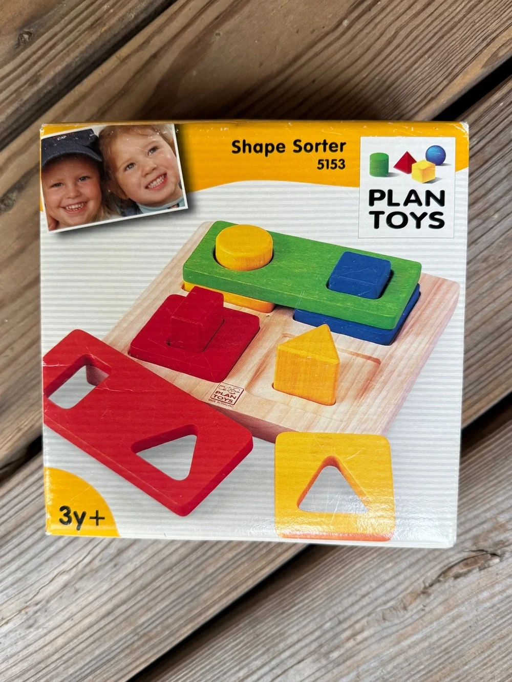 NIB Plan Toys Shape Sorter - Multicolor Wooden Toddler Toy educational play